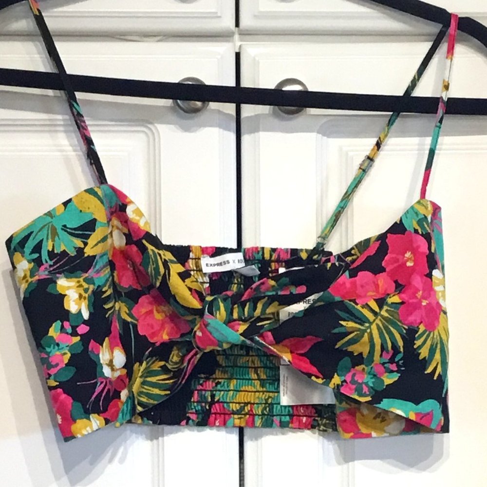 Express X Rocky Barnes Tropical Front Tie Halter Top Size Small